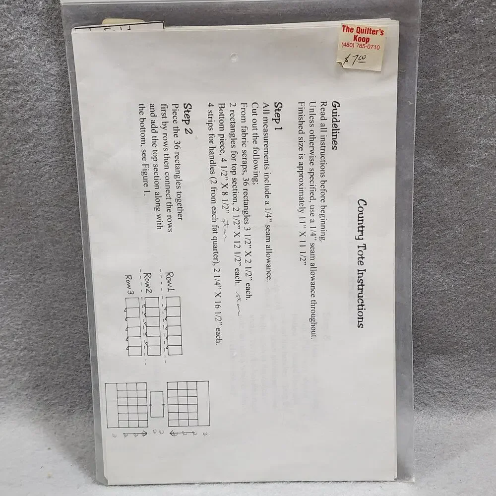 Country Tote #106 Sewing Quilting Pattern Kimie's Quilts Indygo Junction Inc NEW